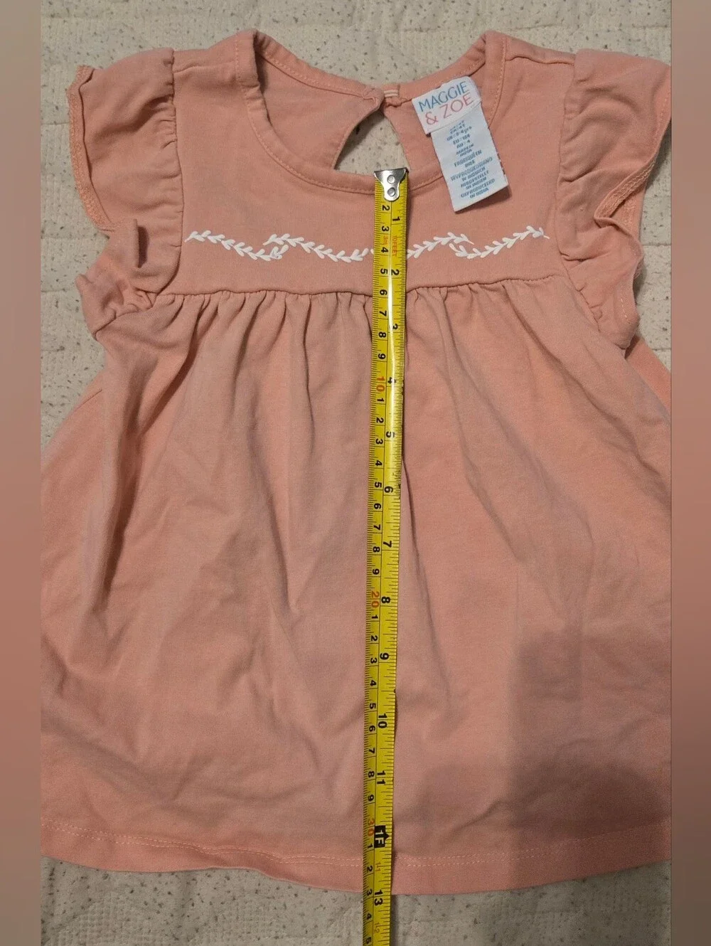 Maggie & Zoe Girls Peach Flutter Sleeve Dress
